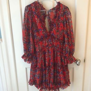 Red floral Long sleeve dress